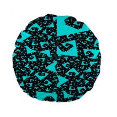 Teal On Black Funky Fractal Standard 15  Premium Flano Round Cushions