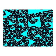 Teal On Black Funky Fractal Double Sided Flano Blanket (mini) 