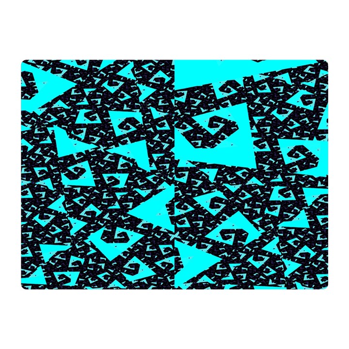 Teal on Black Funky Fractal Double Sided Flano Blanket (Mini) 