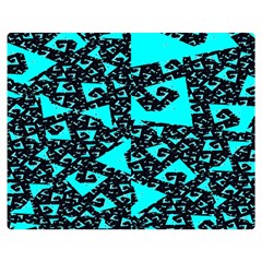 Teal On Black Funky Fractal Double Sided Flano Blanket (medium) 