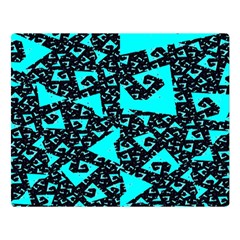 Teal On Black Funky Fractal Double Sided Flano Blanket (large)  by KirstenStar