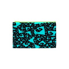 Teal On Black Funky Fractal Cosmetic Bag (xs)