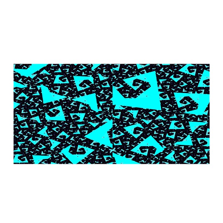 Teal on Black Funky Fractal Satin Wrap