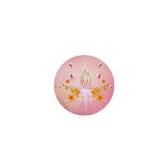 Wonderful Flowers With Butterflies And Diamond In Soft Pink Colors 1  Mini Buttons by FantasyWorld7