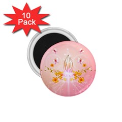 Wonderful Flowers With Butterflies And Diamond In Soft Pink Colors 1 75  Magnets (10 Pack) 