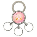 Wonderful Flowers With Butterflies And Diamond In Soft Pink Colors 3-Ring Key Chains Front