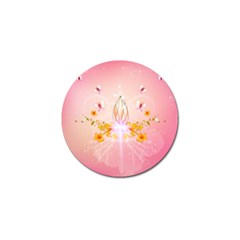 Wonderful Flowers With Butterflies And Diamond In Soft Pink Colors Golf Ball Marker