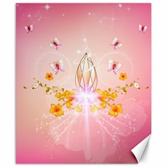 Wonderful Flowers With Butterflies And Diamond In Soft Pink Colors Canvas 8  X 10 