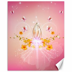 Wonderful Flowers With Butterflies And Diamond In Soft Pink Colors Canvas 16  X 20  