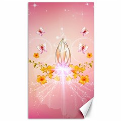 Wonderful Flowers With Butterflies And Diamond In Soft Pink Colors Canvas 40  X 72  