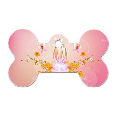 Wonderful Flowers With Butterflies And Diamond In Soft Pink Colors Dog Tag Bone (one Side) by FantasyWorld7