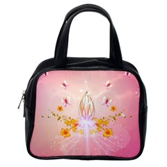 Wonderful Flowers With Butterflies And Diamond In Soft Pink Colors Classic Handbags (one Side) by FantasyWorld7