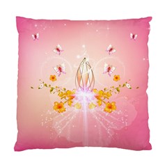 Wonderful Flowers With Butterflies And Diamond In Soft Pink Colors Standard Cushion Cases (two Sides) 