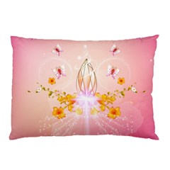 Wonderful Flowers With Butterflies And Diamond In Soft Pink Colors Pillow Cases by FantasyWorld7