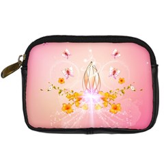 Wonderful Flowers With Butterflies And Diamond In Soft Pink Colors Digital Camera Cases by FantasyWorld7