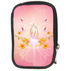 Wonderful Flowers With Butterflies And Diamond In Soft Pink Colors Compact Camera Cases by FantasyWorld7