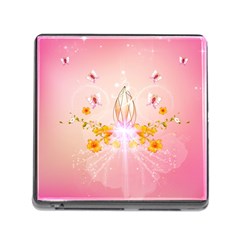 Wonderful Flowers With Butterflies And Diamond In Soft Pink Colors Memory Card Reader (square) by FantasyWorld7