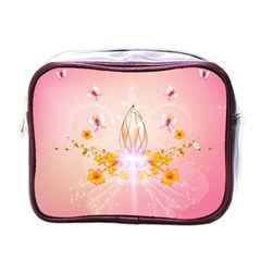 Wonderful Flowers With Butterflies And Diamond In Soft Pink Colors Mini Toiletries Bags by FantasyWorld7