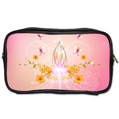 Wonderful Flowers With Butterflies And Diamond In Soft Pink Colors Toiletries Bags by FantasyWorld7