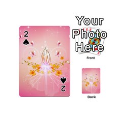 Wonderful Flowers With Butterflies And Diamond In Soft Pink Colors Playing Cards 54 (mini)  by FantasyWorld7