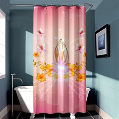 Wonderful Flowers With Butterflies And Diamond In Soft Pink Colors Shower Curtain 36  X 72  (stall)  by FantasyWorld7