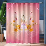 Wonderful Flowers With Butterflies And Diamond In Soft Pink Colors Shower Curtain 60  x 72  (Medium)  60 x72  Curtain