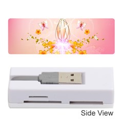 Wonderful Flowers With Butterflies And Diamond In Soft Pink Colors Memory Card Reader (stick) 