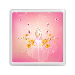 Wonderful Flowers With Butterflies And Diamond In Soft Pink Colors Memory Card Reader (square) 