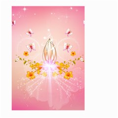 Wonderful Flowers With Butterflies And Diamond In Soft Pink Colors Large Garden Flag (two Sides)