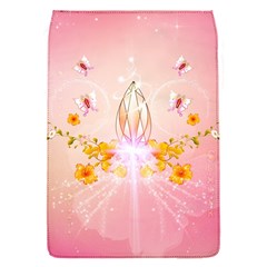 Wonderful Flowers With Butterflies And Diamond In Soft Pink Colors Flap Covers (s) 