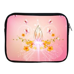 Wonderful Flowers With Butterflies And Diamond In Soft Pink Colors Apple Ipad 2/3/4 Zipper Cases by FantasyWorld7