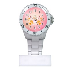 Wonderful Flowers With Butterflies And Diamond In Soft Pink Colors Nurses Watches