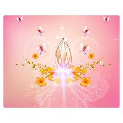 Wonderful Flowers With Butterflies And Diamond In Soft Pink Colors Double Sided Flano Blanket (medium) 