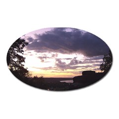  Sunset Over The Valley Oval Magnet