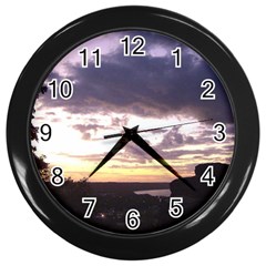  Sunset Over The Valley Wall Clocks (black)