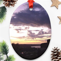  Sunset Over The Valley Oval Ornament (two Sides)