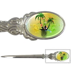 Surfing, Surfboarder With Palm And Flowers And Decorative Floral Elements Letter Openers