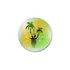 Surfing, Surfboarder With Palm And Flowers And Decorative Floral Elements Golf Ball Marker (4 Pack)