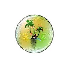 Surfing, Surfboarder With Palm And Flowers And Decorative Floral Elements Hat Clip Ball Marker (10 Pack) by FantasyWorld7