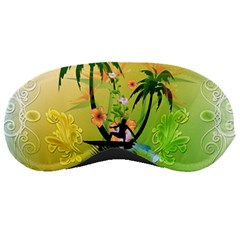 Surfing, Surfboarder With Palm And Flowers And Decorative Floral Elements Sleeping Masks by FantasyWorld7