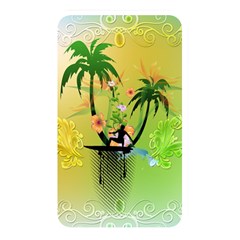 Surfing, Surfboarder With Palm And Flowers And Decorative Floral Elements Memory Card Reader