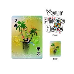 Surfing, Surfboarder With Palm And Flowers And Decorative Floral Elements Playing Cards 54 (mini) 