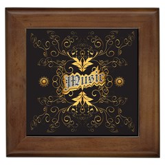 Music The Word With Wonderful Decorative Floral Elements In Gold Framed Tiles