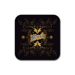 Music The Word With Wonderful Decorative Floral Elements In Gold Rubber Coaster (Square)  Front