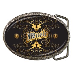 Music The Word With Wonderful Decorative Floral Elements In Gold Belt Buckles by FantasyWorld7