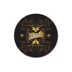 Music The Word With Wonderful Decorative Floral Elements In Gold Magnet 3  (round) by FantasyWorld7