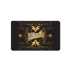 Music The Word With Wonderful Decorative Floral Elements In Gold Magnet (name Card)