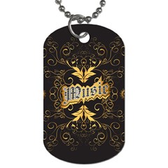 Music The Word With Wonderful Decorative Floral Elements In Gold Dog Tag (one Side)