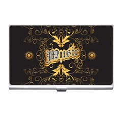 Music The Word With Wonderful Decorative Floral Elements In Gold Business Card Holders by FantasyWorld7