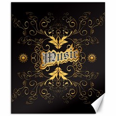 Music The Word With Wonderful Decorative Floral Elements In Gold Canvas 8  X 10 